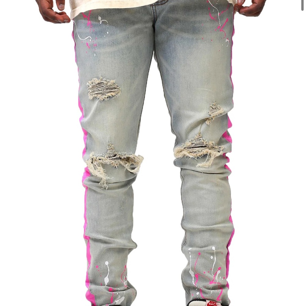 NWT KDNK MENS PAINT STRIPED JEANS PAINT SPLATTER SIZE 32